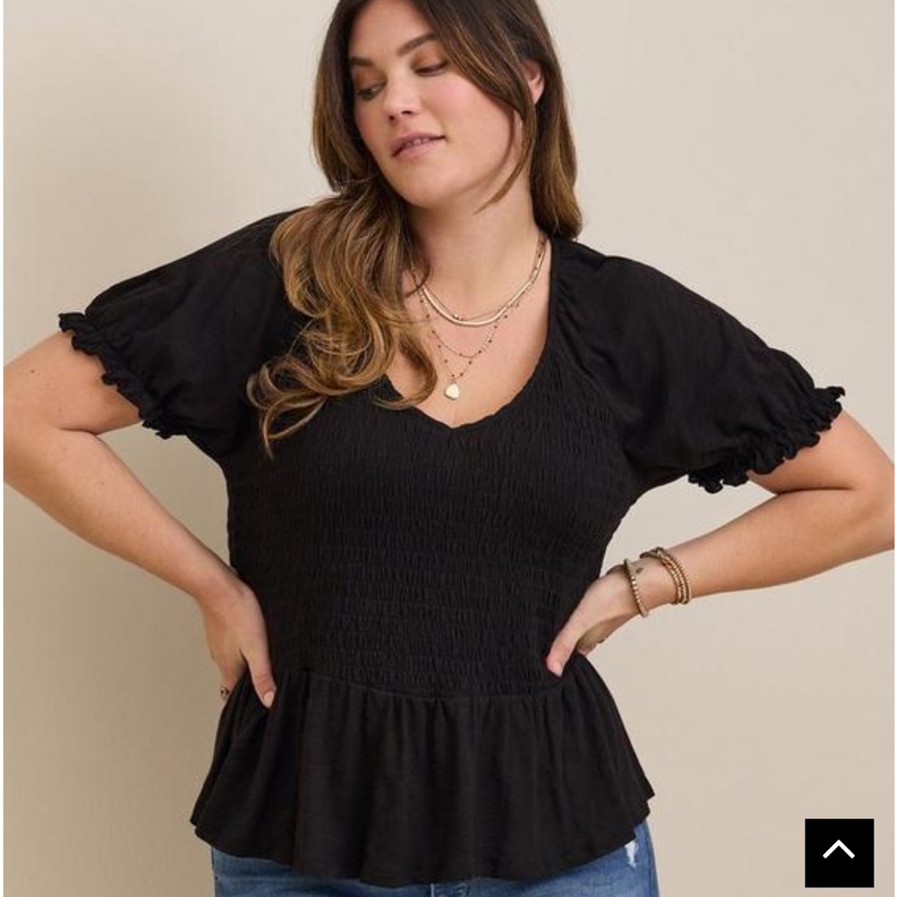Torrid Cotton Modal Slub Smocked Short Sleeve Babydoll